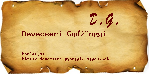 Devecseri Gyöngyi névjegykártya